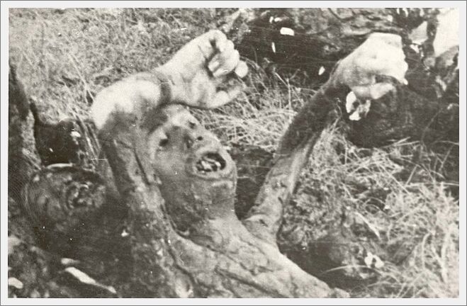 Klooga, Estonia, September 1944, A charred corpse